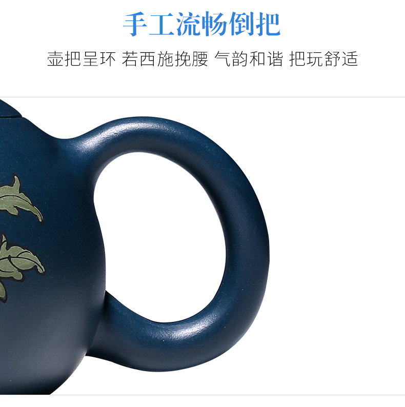 純手工紫砂壺，小巧琺瑯印花紫砂壺